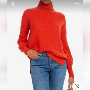 French Connection Lena Ribbed Sweater Top Dark Orange Oversized Small